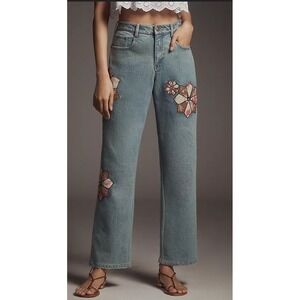 NWT $198 Pilcro 32 T Tall Baggy Boyfriend High-Rise Quilted Jeans Anthropologie